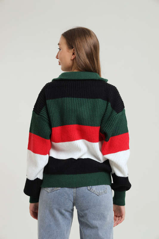 Tommy Colour Block Knitted Zip Up Jersey