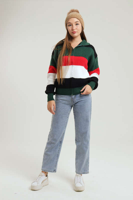 Tommy Colour Block Knitted Zip Up Jersey