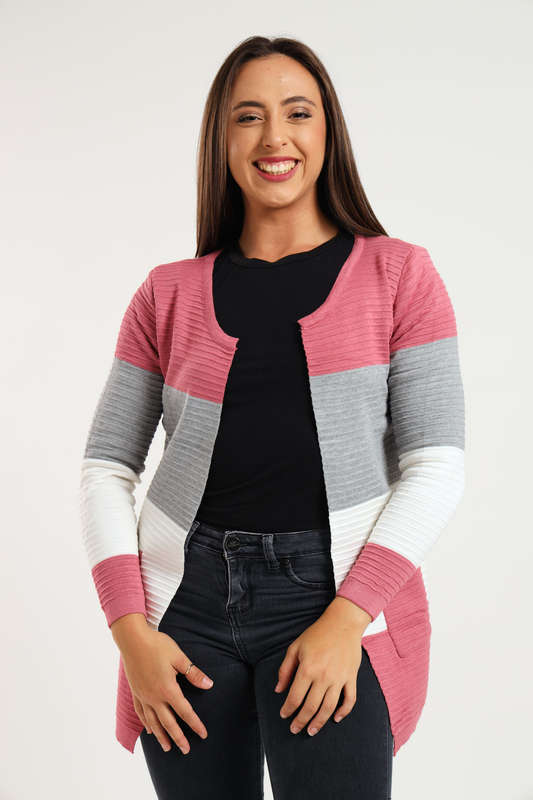 Kori Striped Long Sleeve Cardigan Jersey