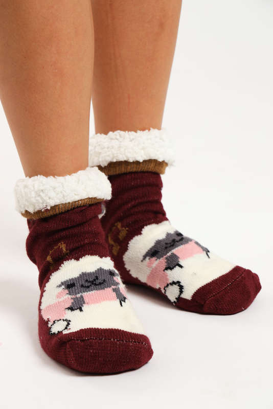 Fuzzy Novelty Thermal Lined Thick Rubber Grip Slipper Socks Unisex
