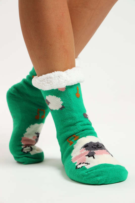 Fuzzy Novelty Thermal Lined Thick Rubber Grip Slipper Socks Unisex