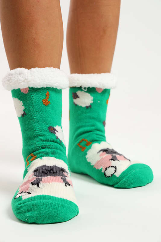 Fuzzy Novelty Thermal Lined Thick Rubber Grip Slipper Socks Unisex