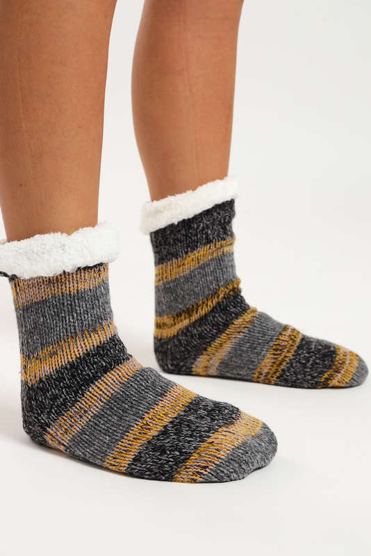 Fuzzy Novelty Thermal Lined Thick Rubber Grip Slipper Socks Unisex