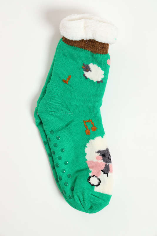 Fuzzy Novelty Thermal Lined Thick Rubber Grip Slipper Socks Unisex