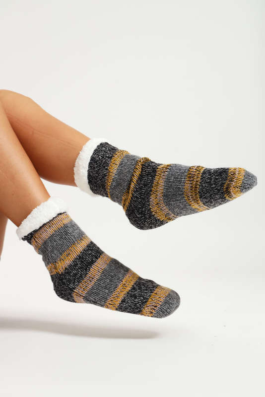 Fuzzy Novelty Thermal Lined Thick Rubber Grip Slipper Socks Unisex