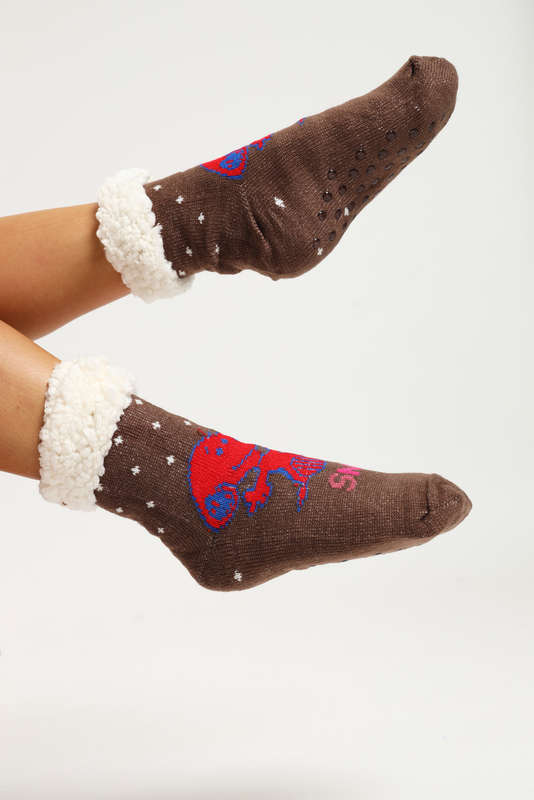Fuzzy Novelty Thermal Lined Thick Rubber Grip Slipper Socks Unisex