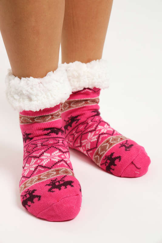 Fuzzy Novelty Thermal Lined Thick Rubber Grip Slipper Socks Unisex