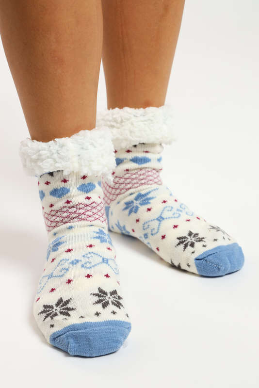Fuzzy Novelty Thermal Lined Thick Rubber Grip Slipper Socks Unisex