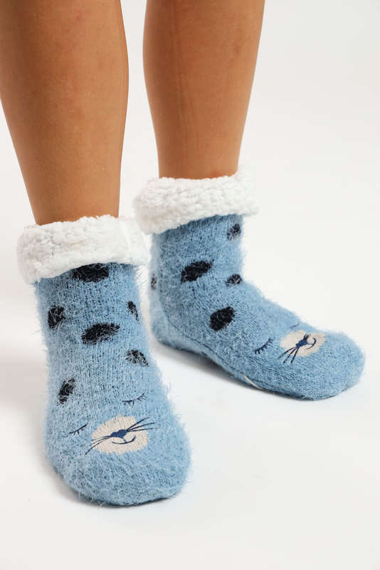 Fuzzy Novelty Thermal Lined Thick Rubber Grip Slipper Socks Unisex