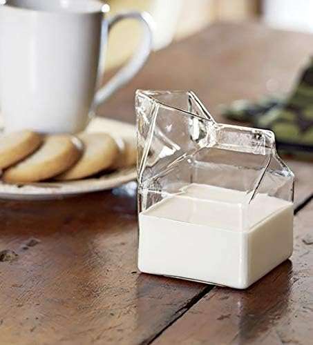 Half Pint Clear Glass Milk Carton Creamer Pitcher Container 300ml