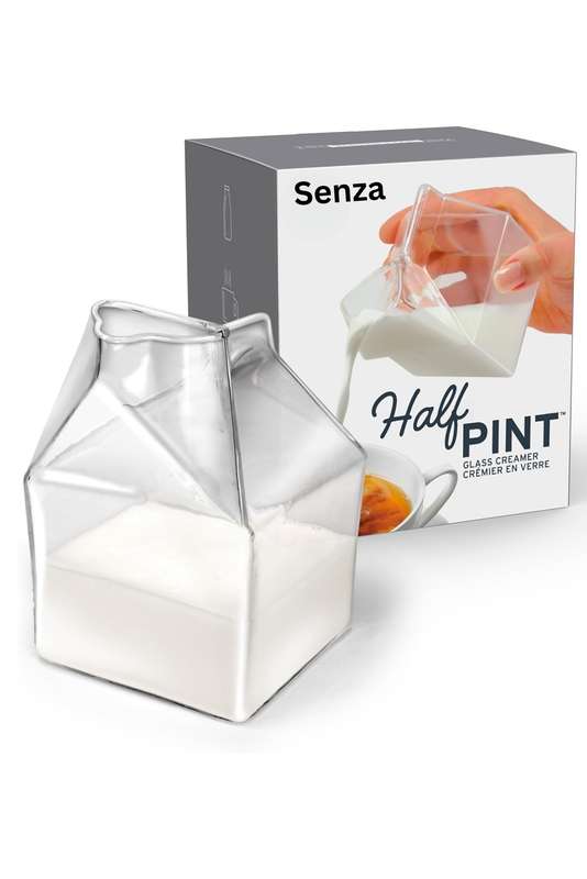 Half Pint Clear Glass Milk Carton Creamer Pitcher Container 300ml