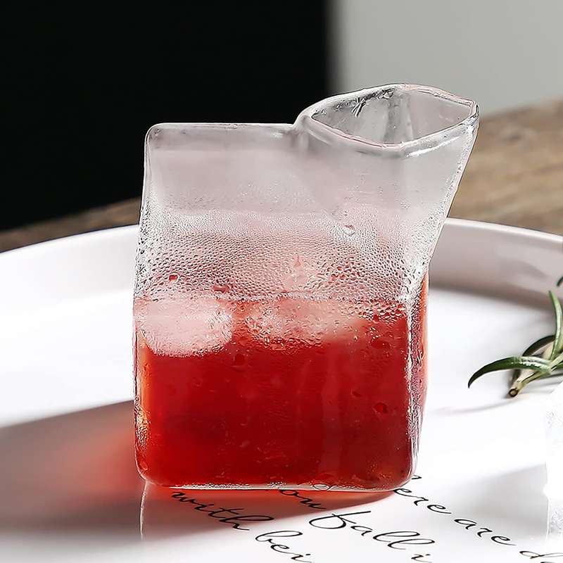 Half Pint Clear Glass Milk Carton Creamer Pitcher Container 300ml