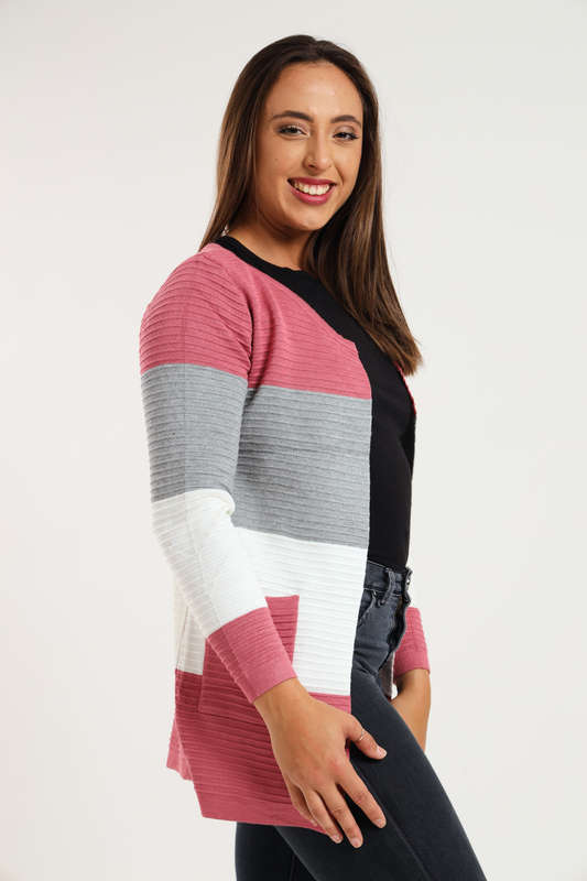 Kori Striped Long Sleeve Cardigan Jersey