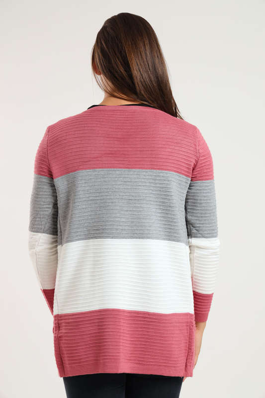 Kori Striped Long Sleeve Cardigan Jersey
