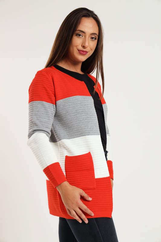 Kori Striped Long Sleeve Cardigan Jersey