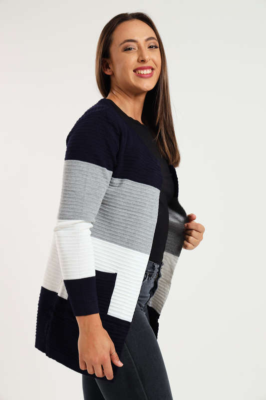Kori Striped Long Sleeve Cardigan Jersey
