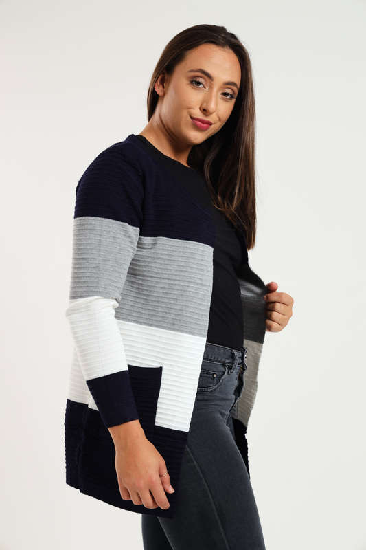 Kori Striped Long Sleeve Cardigan Jersey