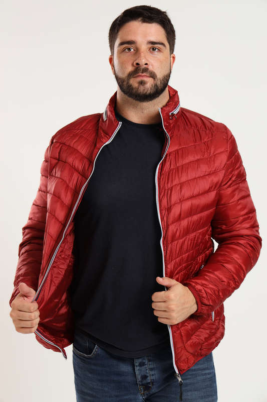 Mens Concealed Hooded Puffer Jacket With Easy Carry Bag