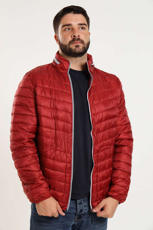 Mens Concealed Hooded Puffer Jacket With Easy Carry Bag
