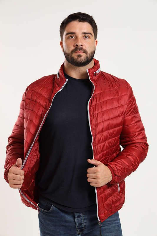 Mens Concealed Hooded Puffer Jacket With Easy Carry Bag
