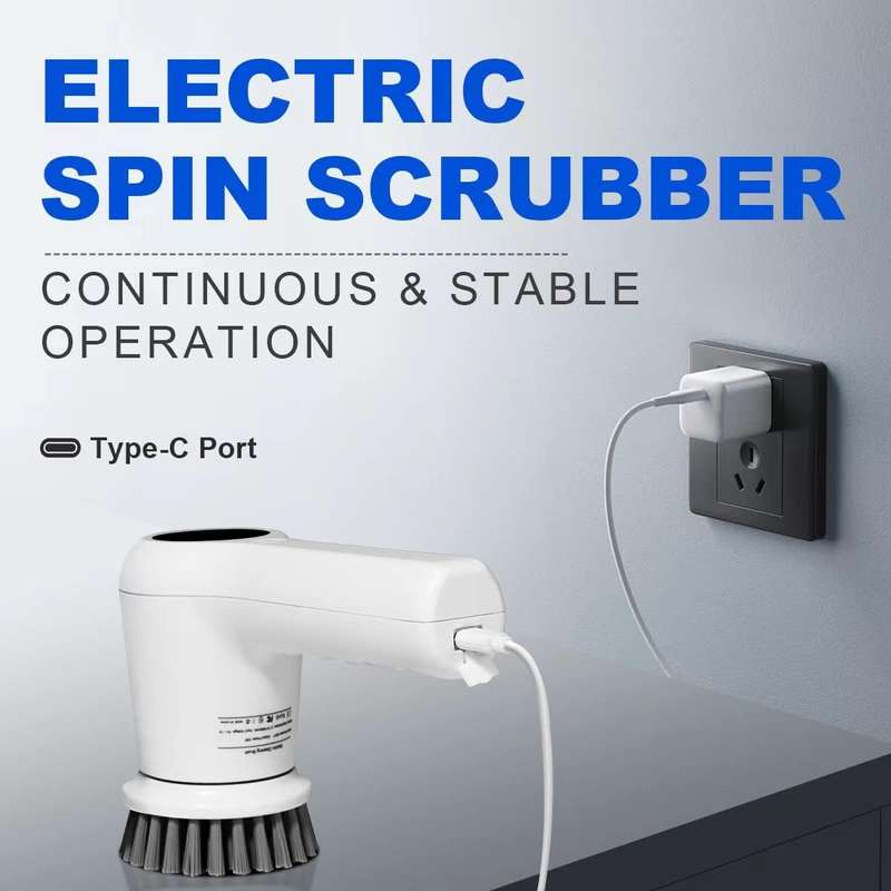 Rechargeable Electric Spin Magic Scrubber With 3 Heads &amp; LED Display
