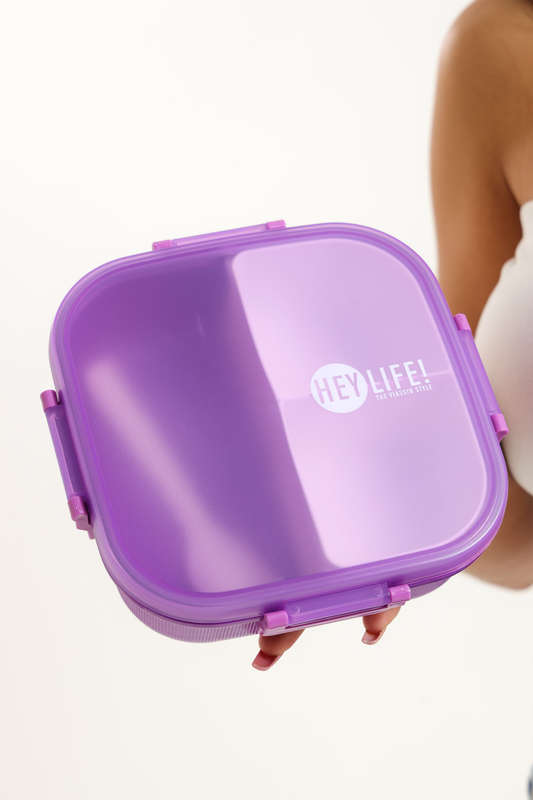 Senza Square 900ml Plastic Divided Lunch Box &amp; 350ml Water Bottle Set With Spoon