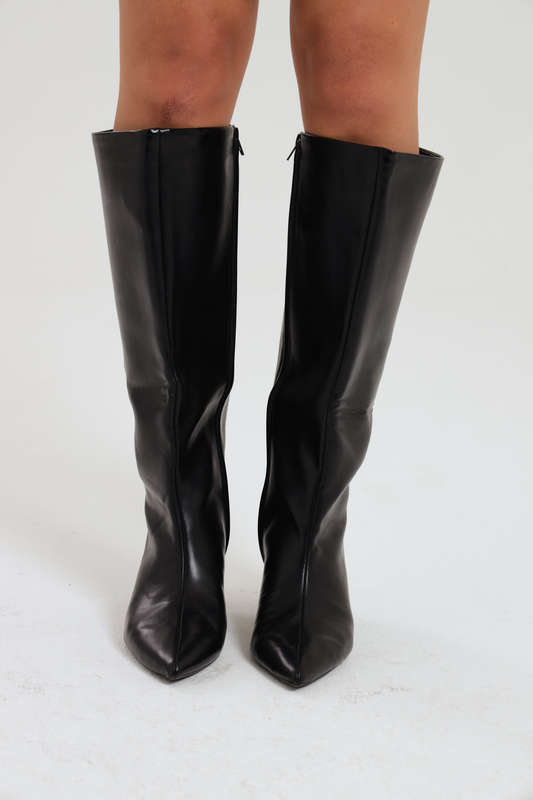 Alfani Black Point Toe Kitten Heel Long Winter Boot