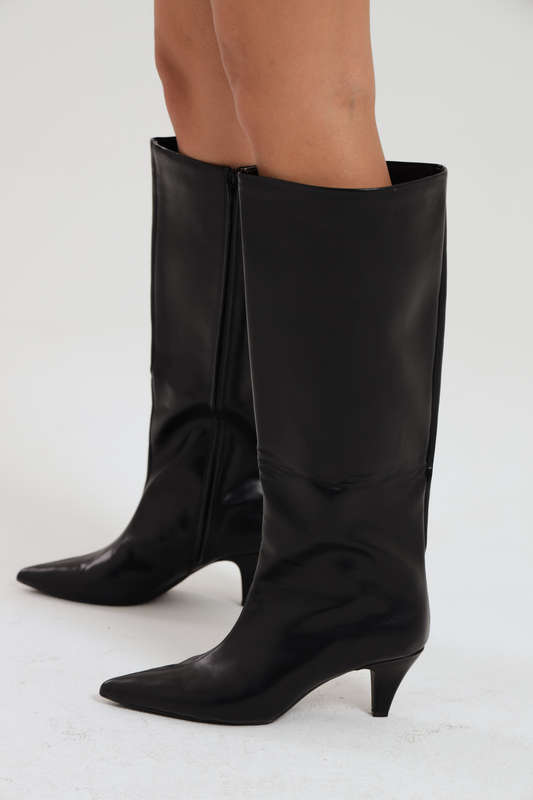 Alfani Black Point Toe Kitten Heel Long Winter Boot