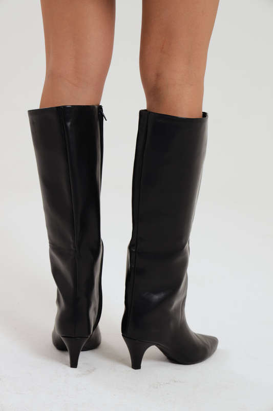 Alfani Black Point Toe Kitten Heel Long Winter Boot