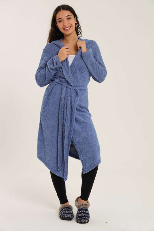 Blake Cozy Huggle Lightweight Hooded Winter Belted Gown