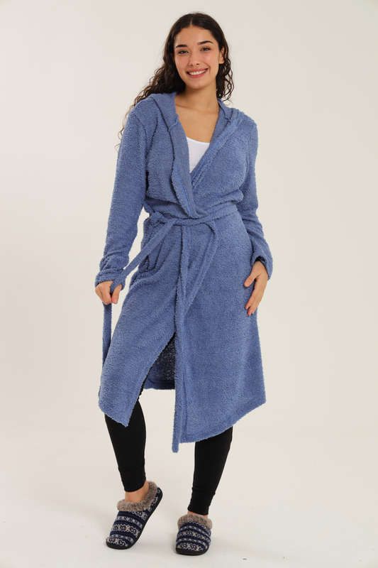 Blake Cozy Huggle Lightweight Hooded Winter Belted Gown