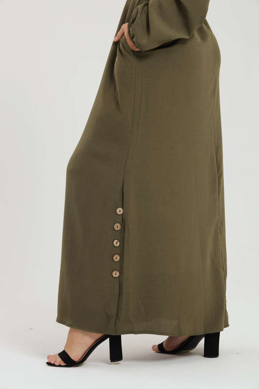 Emma Classic Maxi Long Sleeve Abaya Kaftan Belted Cloak Dress With Pockets