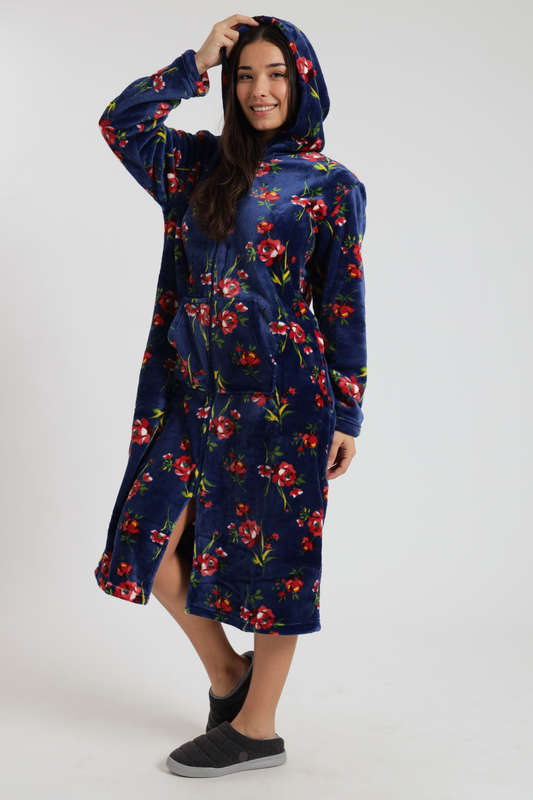 Huggle Hoodie Ultra Plush Zipp-Up Long Winter Gown
