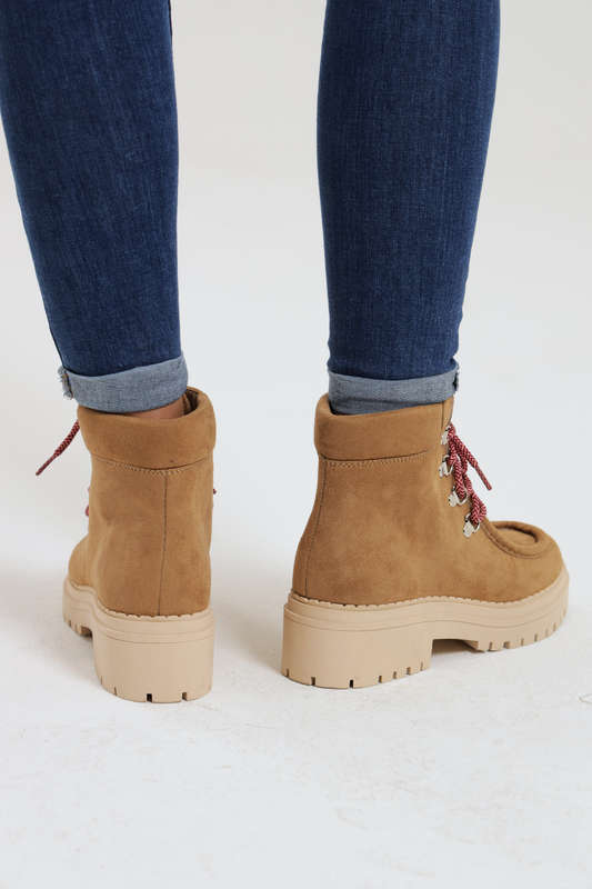 Indigo Rd Lace Up Chunky Ankle Boots Tan