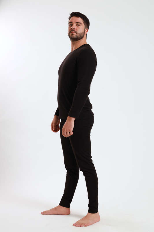 Mens 2 Piece Fleece Lined Long Johns Stretchy Winter Thermal Set