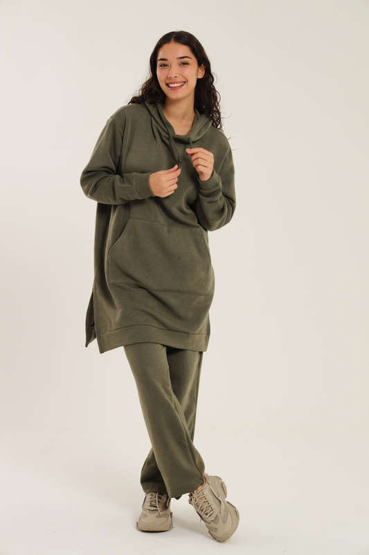 Skylar Hooded Fleece Lined Oversized 2 Piece Tracksuit Set
