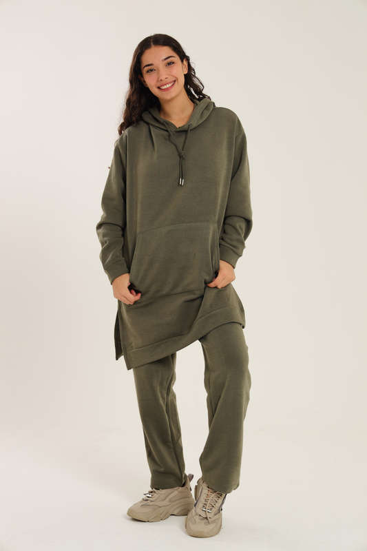 Skylar Hooded Fleece Lined Oversized 2 Piece Tracksuit Set