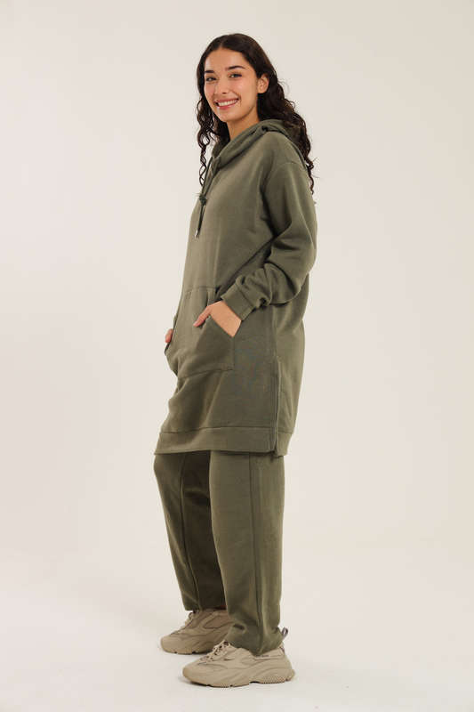 Skylar Hooded Fleece Lined Oversized 2 Piece Tracksuit Set