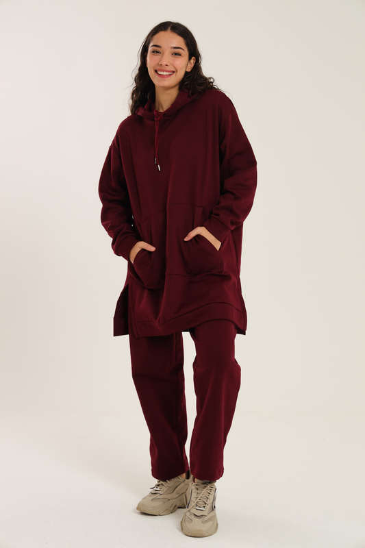 Skylar Hooded Fleece Lined Oversized 2 Piece Tracksuit Set