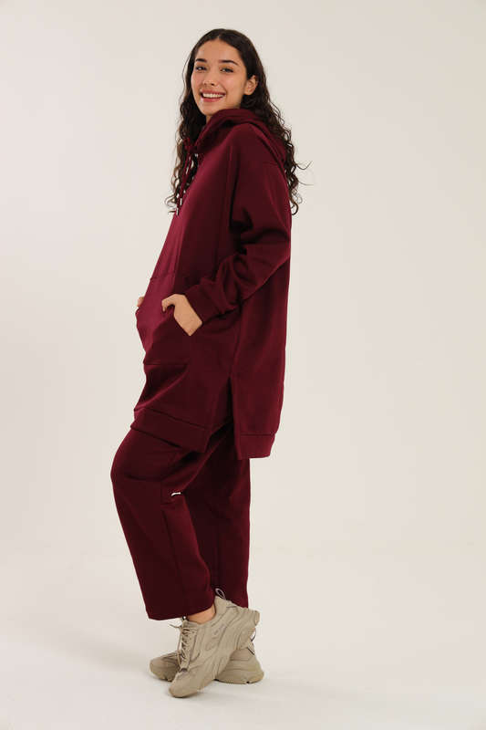 Skylar Hooded Fleece Lined Oversized 2 Piece Tracksuit Set