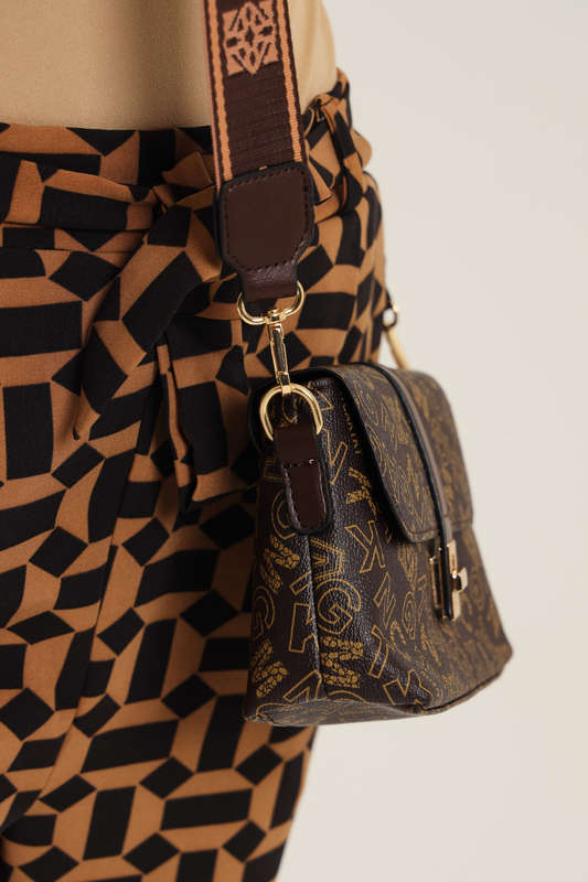 Stella Logo Crossbody Sling Bag Patterned Strap &amp; Mini Purse