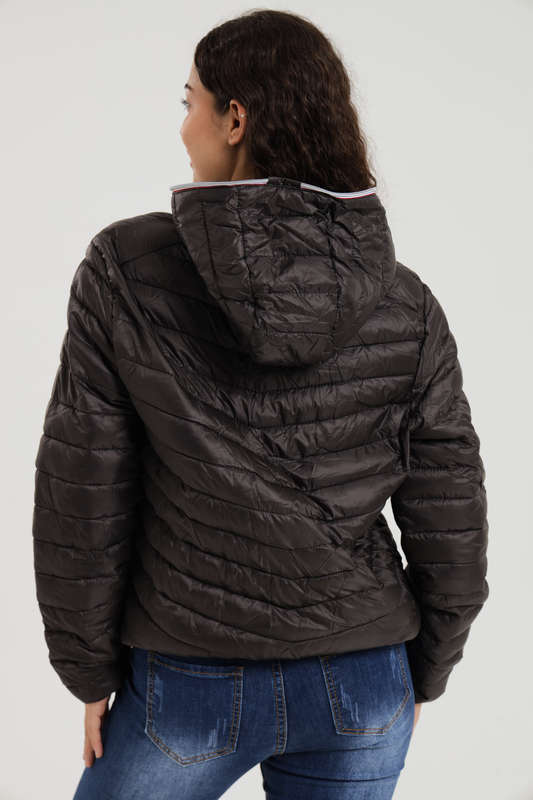 Unisex Hooded Puffer Jacket With Easy Carry Bag Dark Grey