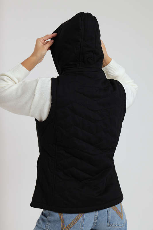Unisex Sleeveless Zipp-Up Puffer Jacket With Hood