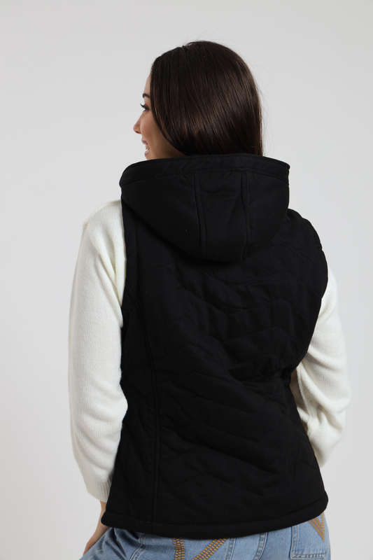 Unisex Sleeveless Zipp-Up Puffer Jacket With Hood