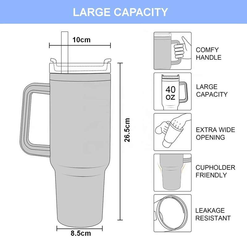 1200ml Thermos Vacuum Double Wall Stainless Steel Travel Flask Cup With Handle