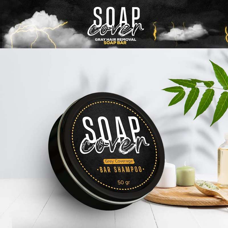 Black Soap for Gray Hair, Gray Coverage Soap, Hair Darkening Compressed Soap Bar 50g