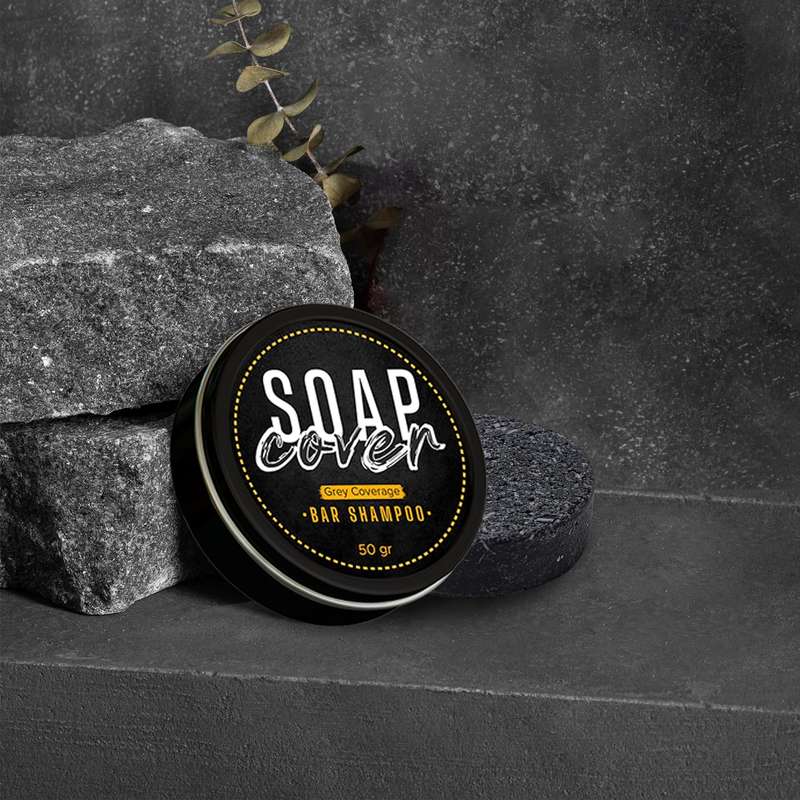 Black Soap for Gray Hair, Gray Coverage Soap, Hair Darkening Compressed Soap Bar 50g