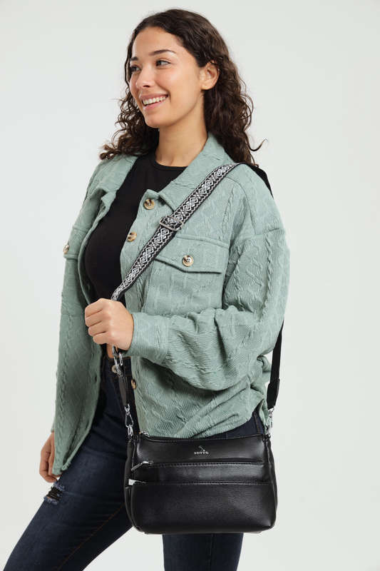 Branded Cable Knit Button Down Oversized Shacket