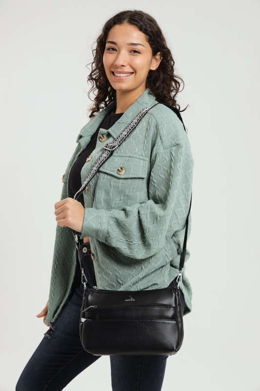 Branded Cable Knit Button Down Oversized Shacket