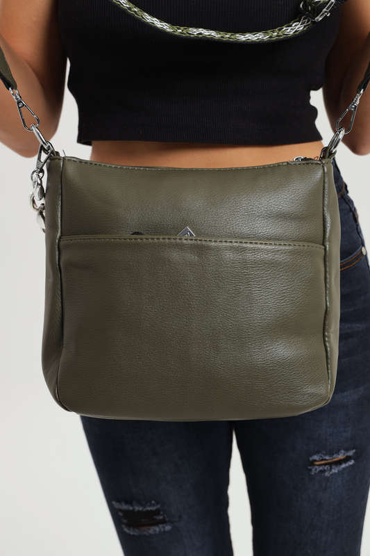 Chloe Crossbody Wide Strap Handbag Sling Bag With Chain Detail